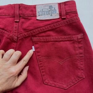 VTG Levis Silver Tab Jeans Mens 31/32 Red Denim Loose Fit 5 Pocket Straight Leg